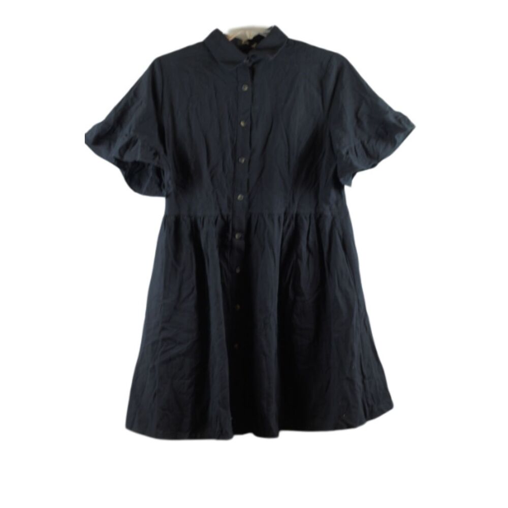 Roylamp Black Women's Summer Dress Front Button Closure Large BIN038